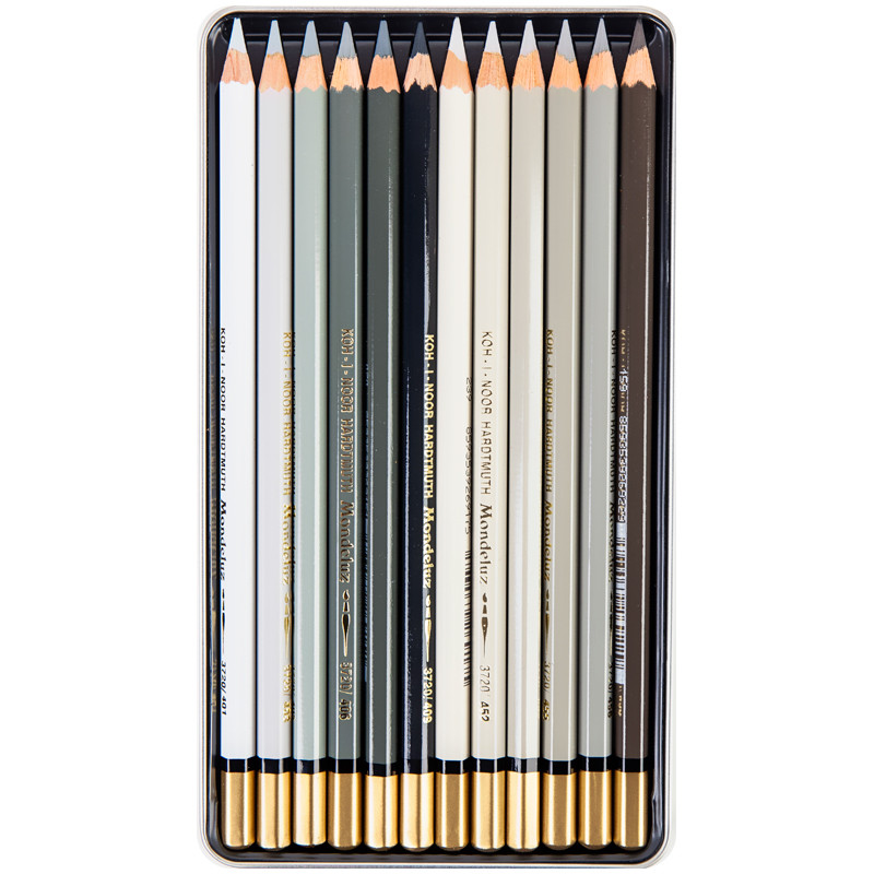 Олівці кольорові аквар.MONDELUZ GREY LINE, мет.кор., 12 шт.