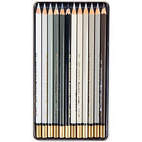 Олівці кольорові аквар.MONDELUZ GREY LINE, мет.кор., 12 шт., фото 1