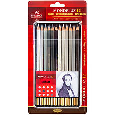 Олівці кольорові аквар.MONDELUZ GREY LINE, мет.кор., 12 шт., фото 4