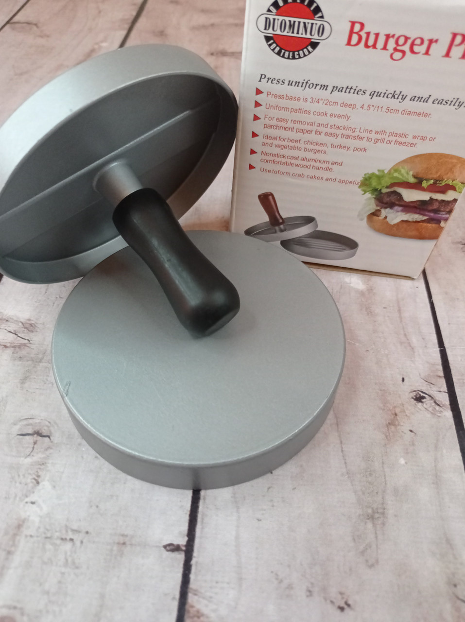 Прес ручний кухонний для бургерів гамбургерів котлет сандвічів Оригінальні фото - фото 4 - id-p1403046596