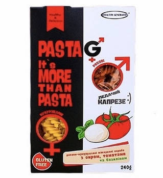 Безглютенові рисово-кукурудзяні макарони з томатом, сиром і базиліком, 240 г.