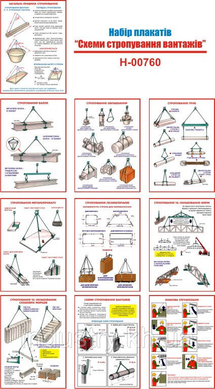 "Схеми стропування вантажів" (10 плакатів, ф. А3)