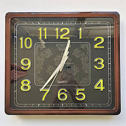 Фосфорний настінний годинник Прямокутний Темний (36х32 см), що світиться Time