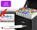 Набір двосторонніх спиртових маркерів для малювання Touch Smooth 48 шт + Акварельні маркери 20 шт, фото 2