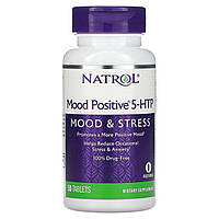Natrol, Mood Positive 5-HTP, 5-гидрокситриптофан для нервной системы, 50 таблеток