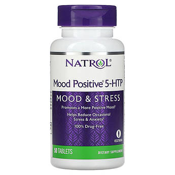 Natrol, Mood Positive 5-HTP, 5-гідроксітріптофан для нервової системи, 50 таблеток
