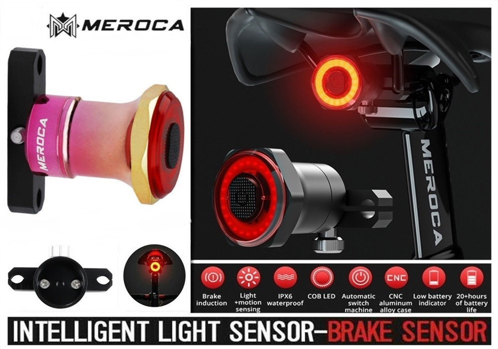 MEROCA Kinetic MX2 PINK Розумний Велосипедний Ліхтар+Автостоп і Авторежим (100LM, 500mAh, LED*20, USB, IPX6)