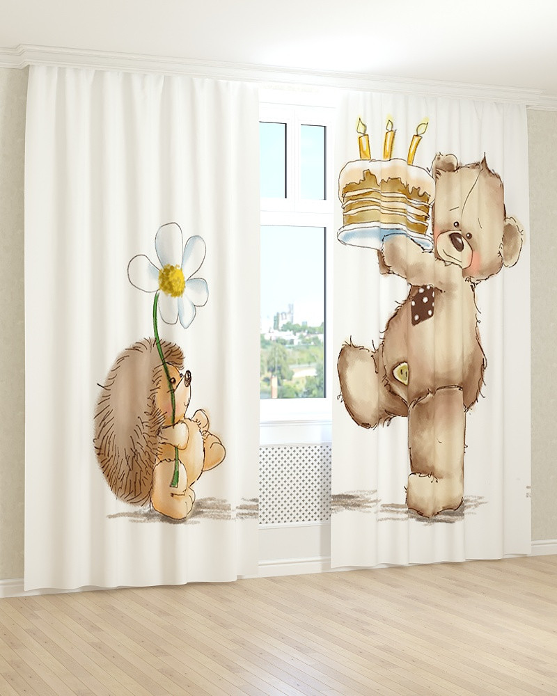 Фото шторы ежик и мишка, фото 1