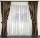 Готові мармурові штори Комплект штор з підхватами Штори під мармур 150х270 Колір Коричневий, фото 2