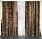 Готові мармурові штори Комплект штор з підхватами Штори під мармур 150х270 Колір Коричневий, фото 3