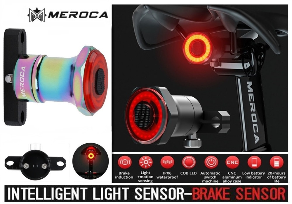 MEROCA Kinetic MX2 COLORFULL Розумний Велосипедний Ліхтар+Автостоп і Авторежим (100LM, 500mAh, LED*20, USB, IPX6)