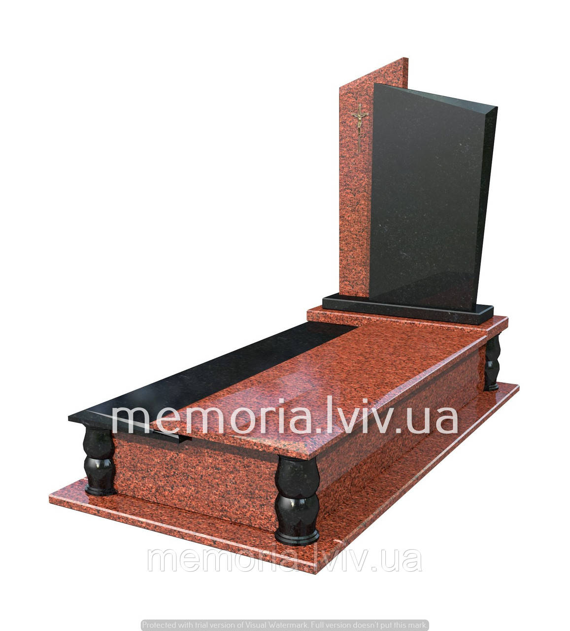 Одинарний гранітній пам’ятник Л110, фото 1