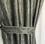 Готові мармурові штори Комплект штор з підхватами Штори під мармур 150х270 Колір Графіт, фото 2