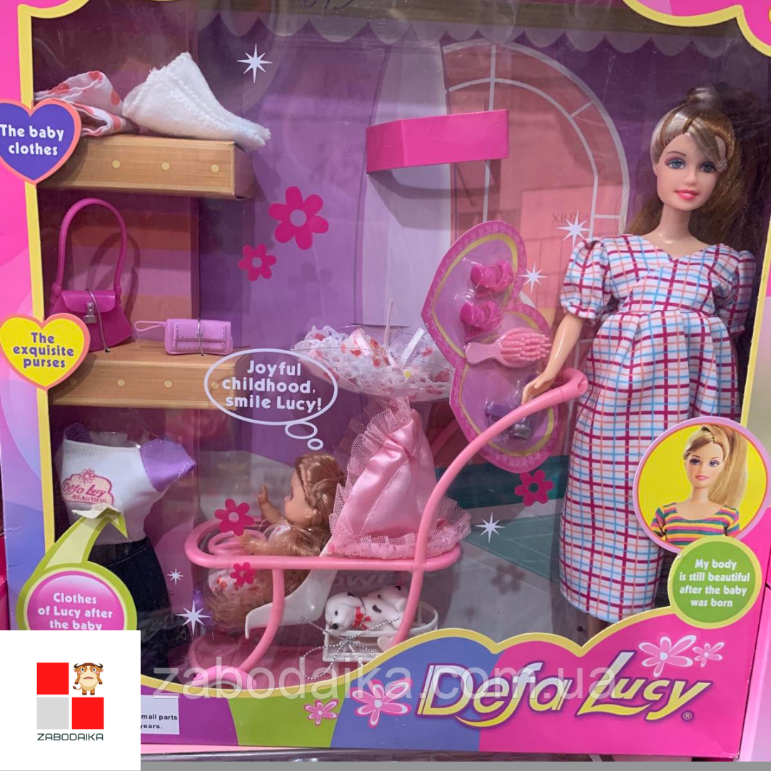 Лялька барбі з дитиною Defa Lucy, Лялька вагітна з собачкою, сім'я 8049 ВІДЕО ОГЛЯД, фото 1