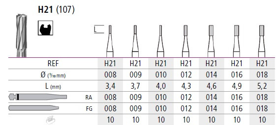 Твердосплавний, Вольфрам-Карбідовий бір H21 10 RA кутовий наконечник