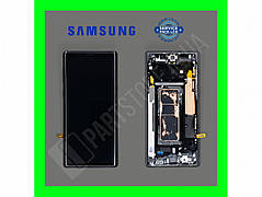 Дисплей Samsung N960 Black Note 9 (GH97-22269A) сервісний оригінал у зборі з рамкою (переклеєне скло)