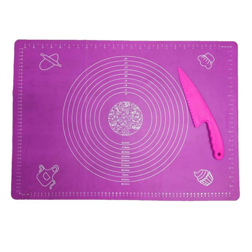 Набір силіконового приладдя 2 предмети (силіконовий килимок 65 х 45 см, ніж пластиковий) Genes/5, фото 1