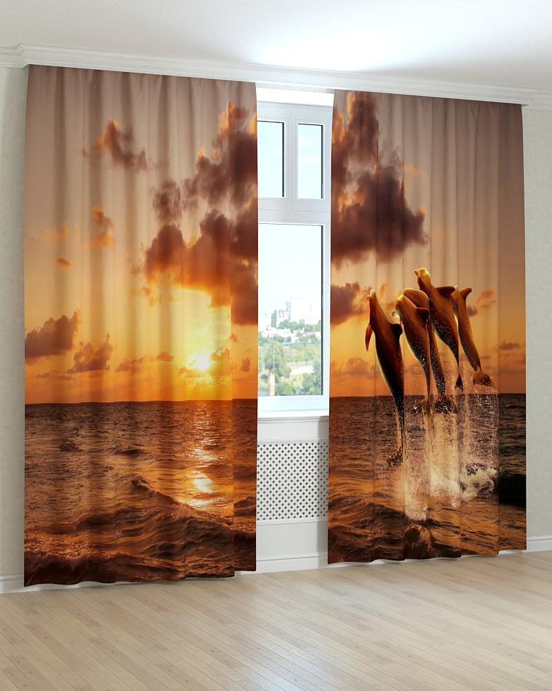 Фотоштори дельфіни над водою, фото 1