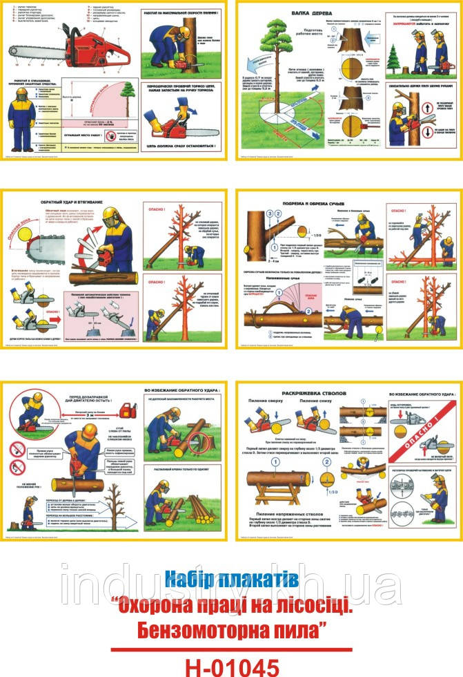 "Охрана труда на лесосеке. Бензомоторная пила" (6 плакатов, ф. А3)