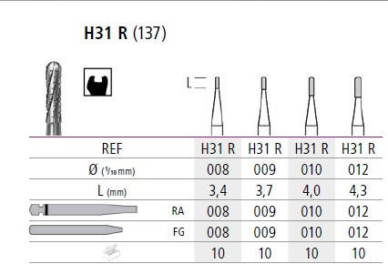 Твердосплавний, Вольфрам-Карбідовий бір H31R кутовий наконечник, фото 1