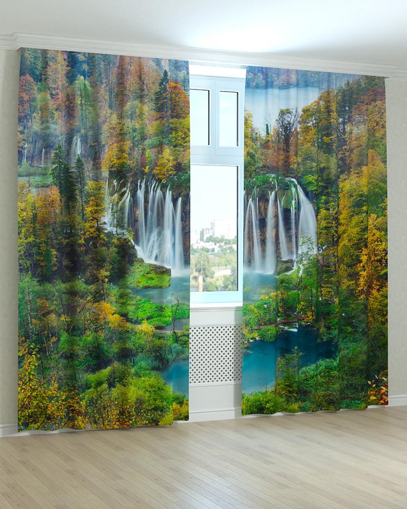 Фото штори водоспад і дерева, фото 1