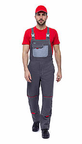 Напівкомбінезон робочий СІТІ-МАЙСТЕР на брителях, 100% бавовна 260г/м2, сірий/світло-сірий