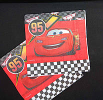 Серветки дитячі паперові Тачки на червоному 15 штук двошарові