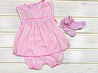 Комплект розовый Платье + шортики Китти 52-98 рост