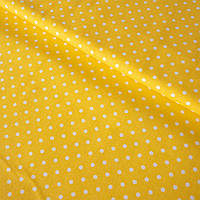 Тканина з дрібним горошком 3 мм на яскраво-жовтому фоні, ш.160 см