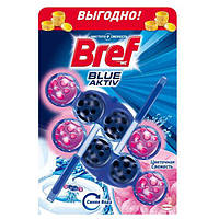 Очищающий блок для туалета бреф Bref Blue Aktiv Цветочная свежесть, 2*50 г
