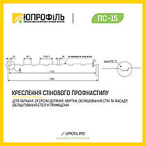 Профнастил ПС15 Темно-коричневий RAL 8019 0.45 мм матове покриття РЕМА для забору, фото 3