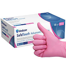 Рукавички Medicom Safe Touch, нітрил, розмір М, рожеві.