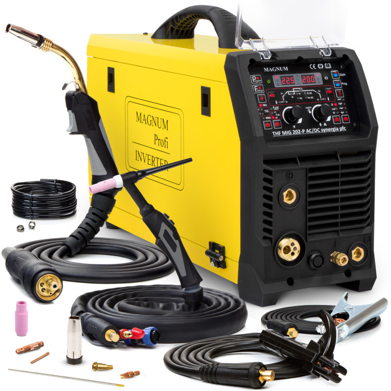 Інверторний зварювальний напівавтомат MAGNUM THF 202P TIG AC/DC SYNERGIA PFC 230V 2в1 MIG/TIG (Польща), фото 1