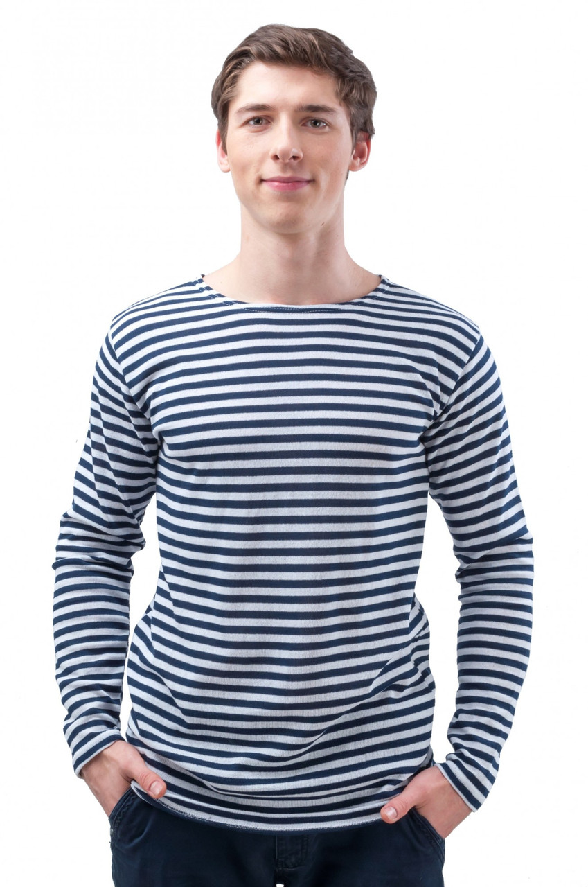 Тільник моряка Розмір 42 Темно-синя смужка 100% бавовна Одеські тільняшки, фото 1