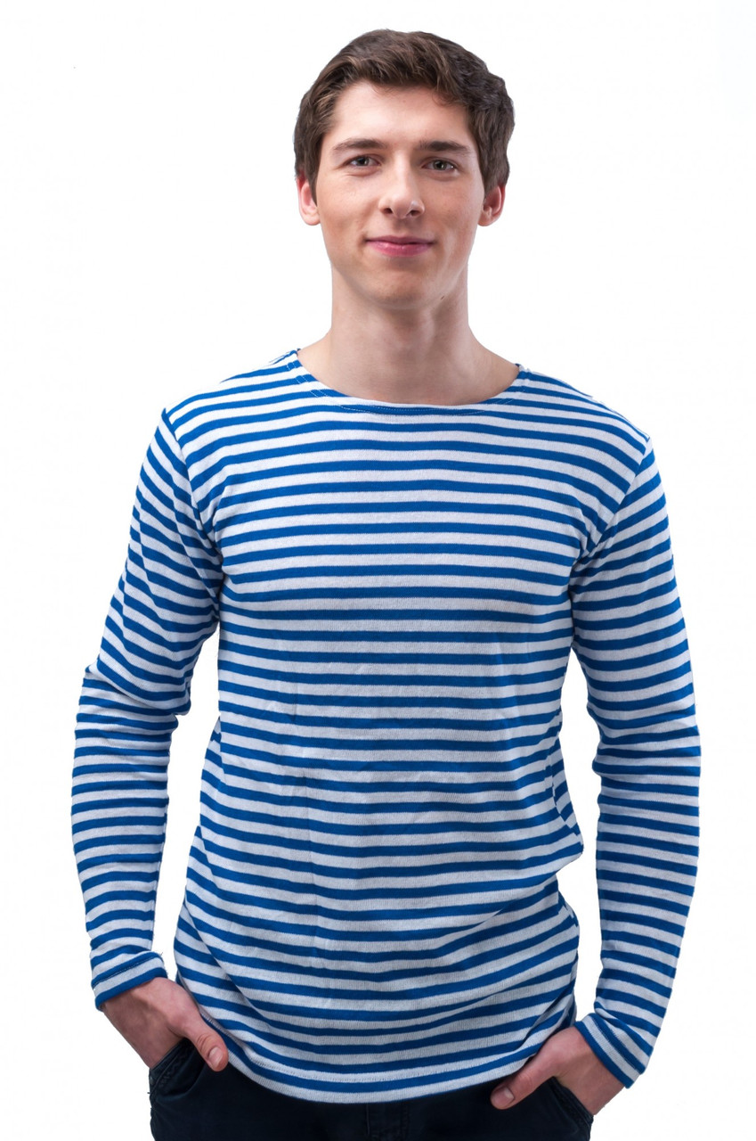 Тільник десантника Розмір 42 Блакитна/волошкова смужка 100% бавовна Одеські тільняшки, фото 1