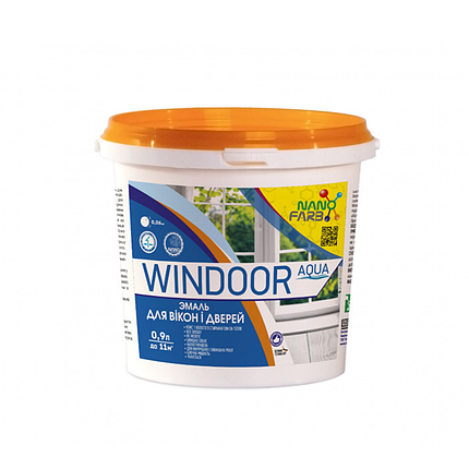 Емаль для вікон і дверей NanoFarb Windoor Aqua білий глянець 0.9л, фото 1