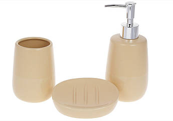 Набір для ванної (3 предмети) Sand: дозатор 360мл, склянка для зубних щіток 300мл, мильниця