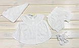 Крестильное Платье шортики косынка с кружевом для новорожденной 52-98 рост, фото 9