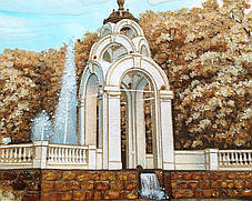 Дзеркальний струмінь Харків осінь золота картина з бурштину, фото 3