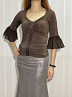Блуза жіноча di Mare ошатна коричнева тонка