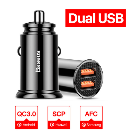 Автомобільний зарядний пристрій адаптер Baseus 12 V Dual USB 5 A 5 V модель BS-C16Q1