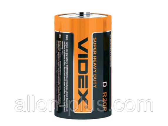 Батарейка сольова Videx R20/D, 1 шт. без паковання