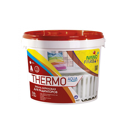 Емаль акрилова для радіаторів NanoFarb Thermo Aqua білий глянець 0.8л, фото 1