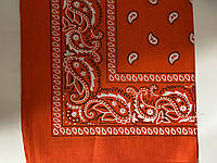 Хлопковая яркая бандана - платок классический рисунок апельсиновый