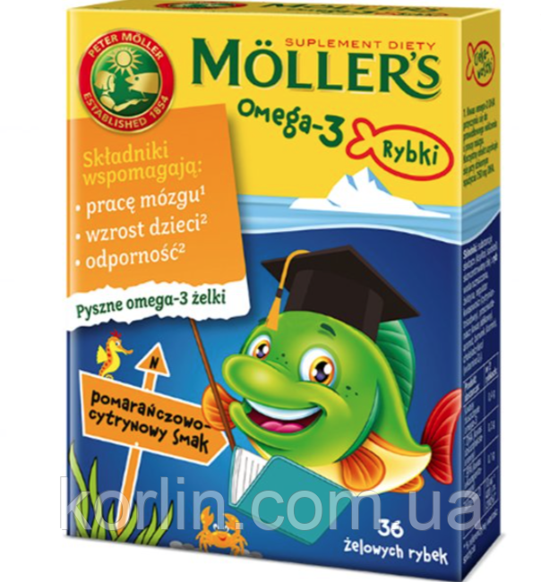 Mollers Omega-3 Желейні рибки з Цитрусовим смаком 36 штук