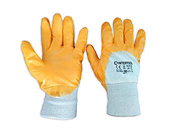 Рукавиці нітрилові INTERTOOL білі з жовтим