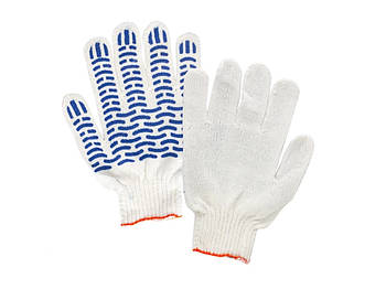 Рукавиці робочі бавовняні (синя хвиля) ХБ-1 білі