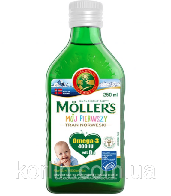 Mollers Omega-3 Baby Перший Риб'ячий Жир Для Немовлят із вітамінами D3 і А 250 мл