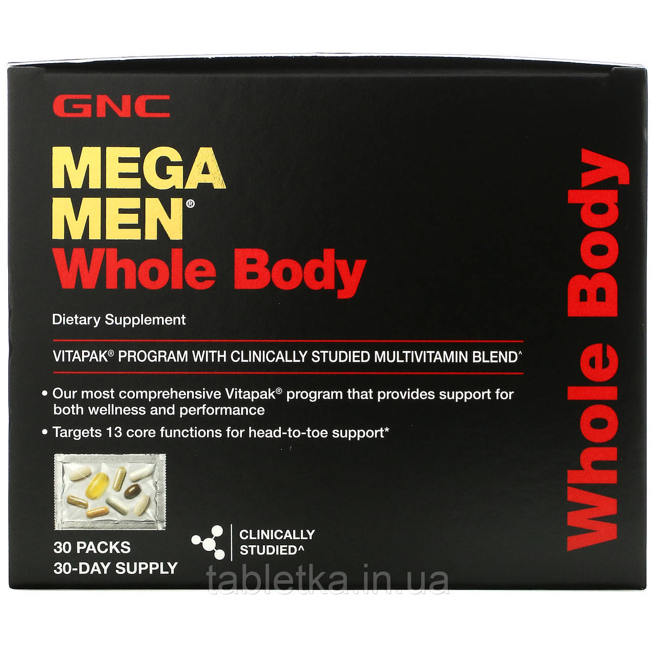 GNC, Mega Men, VITAPAK, з мультивітамінним комплексом, для підтримки всього організму, 30 пакетиків