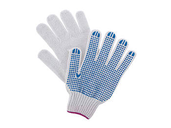 Рукавиці робочі бавовняні (синя крапка) ХБ-4 білі